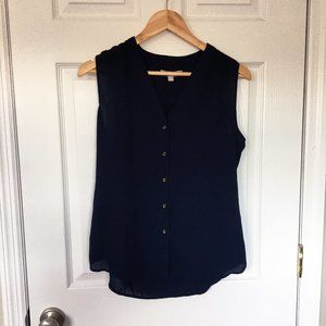 Banana Republic | Navy Sleeveless V-Neck Blouse